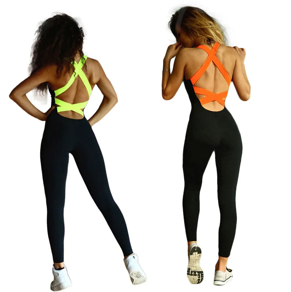 Women Jumpsuit Romper Backless Sexy Sleeveless Bandage Long Bodysuit Rompers Body Suit Feida