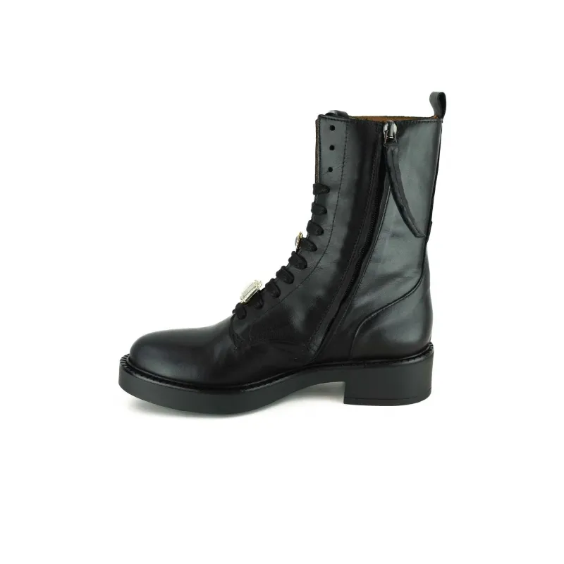 Nala10 Black Leather Ankle Boot - Al Siletto | Al Siletto