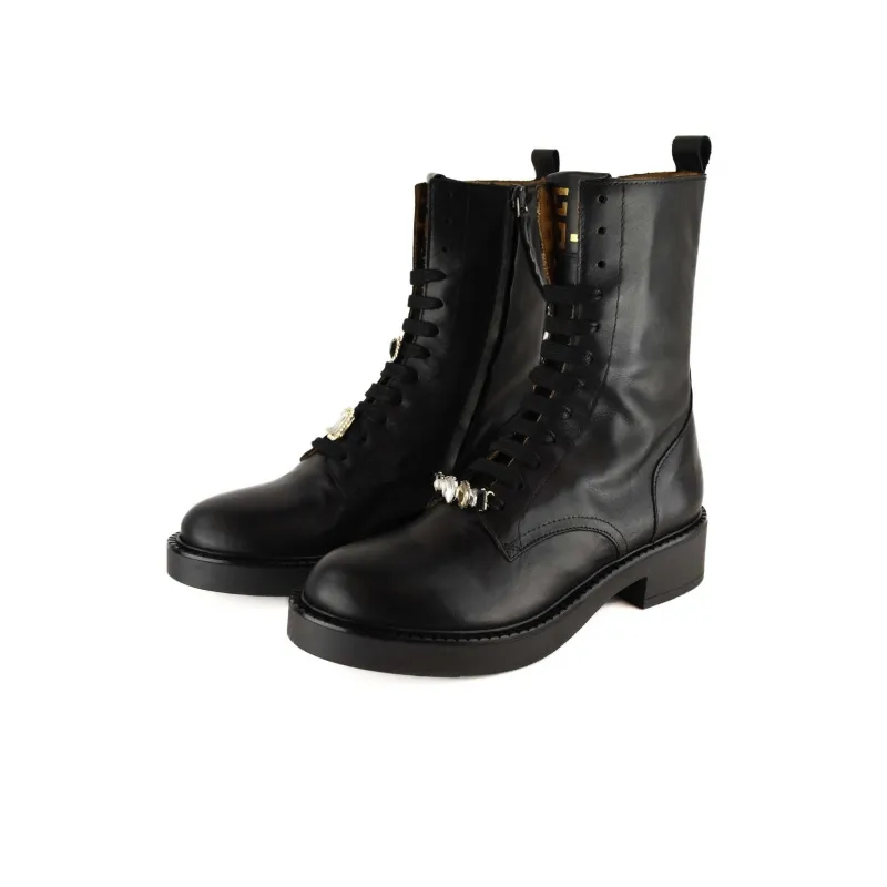 Nala10 Black Leather Ankle Boot - Al Siletto | Al Siletto