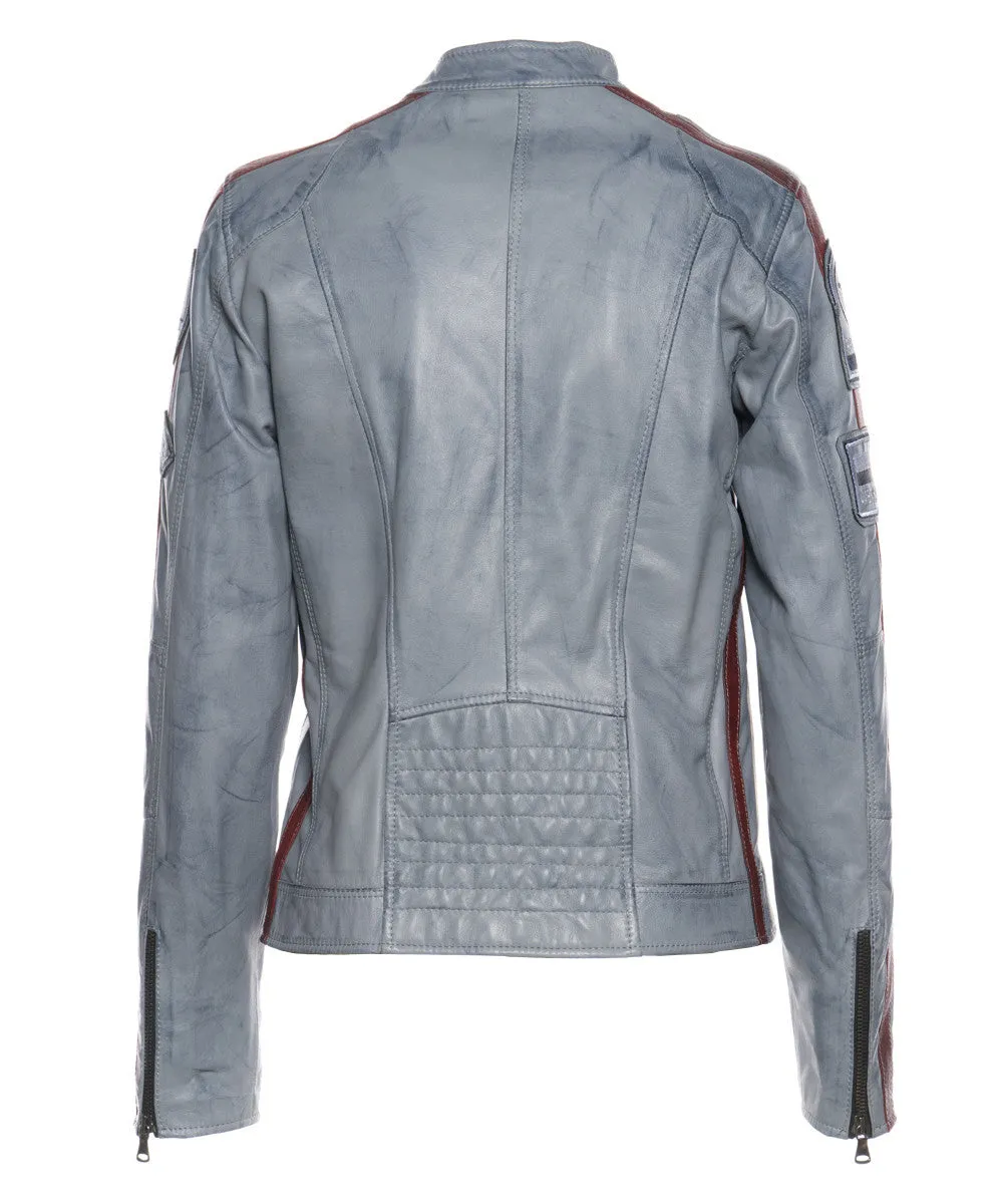 Gray Women's Motorcyclist - Gray Women's Biker in Genuine Leather