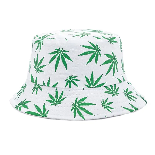 Women's Reversible Summer Bucket Hat with Leaf Print