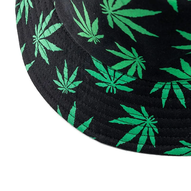 Women's Reversible Summer Bucket Hat with Leaf Print