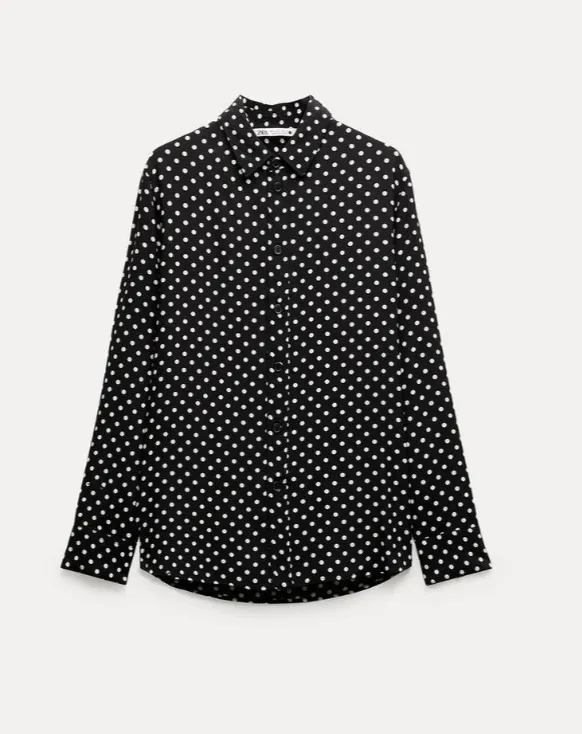 ZARA Women's Long Sleeve Blouse with Dots Print