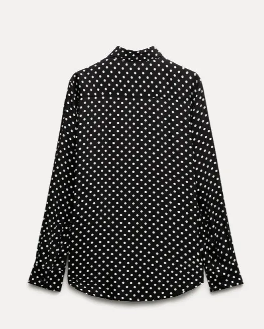 ZARA Women's Long Sleeve Blouse with Dots Print