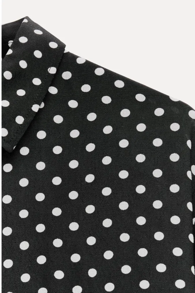 ZARA Women's Long Sleeve Blouse with Dots Print