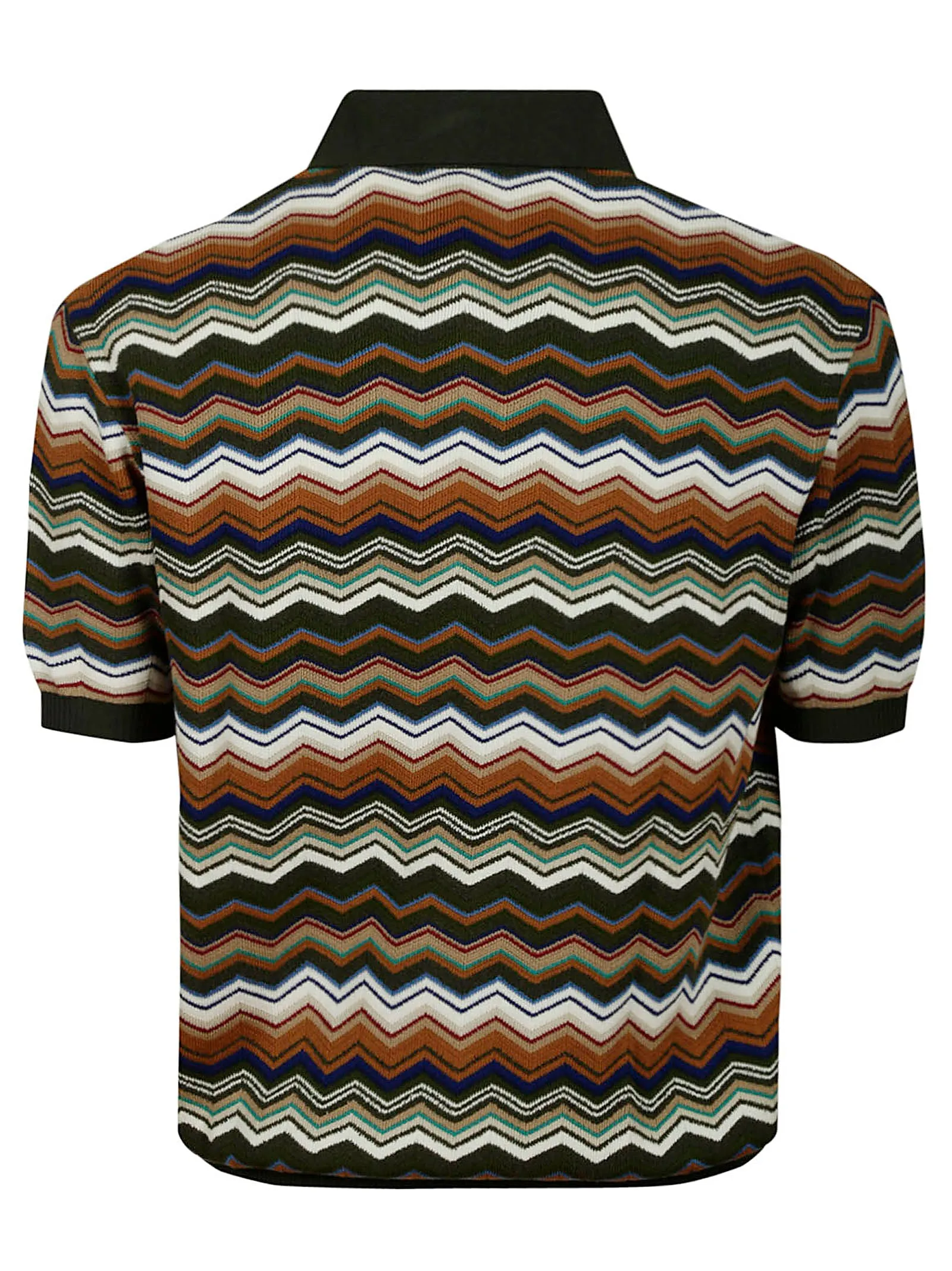 Zigzag Woven Short Sleeved Polo Shirt