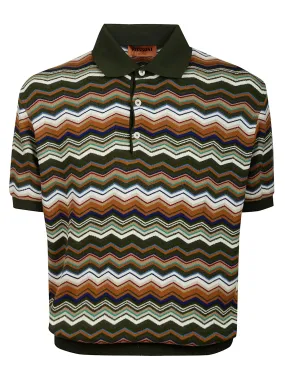 Zigzag Woven Short Sleeved Polo Shirt